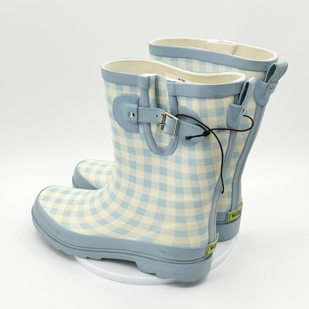 Western Chief Grunge Gingham Mid Rain Boot Size 8 Women Cornflower Blue Gingham - Picture 4 of 8